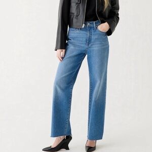 J. Crew High Rise Wide Leg Cropped Jeans Medium Wash Lakeshore Wash Size 23